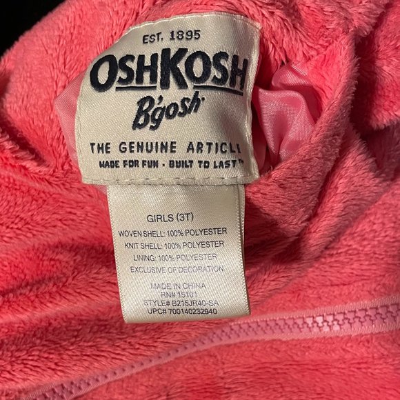 Oshkosh B'Gosh Toddler Girls Zip Up Light Weight Jacket - Picture 2 of 2